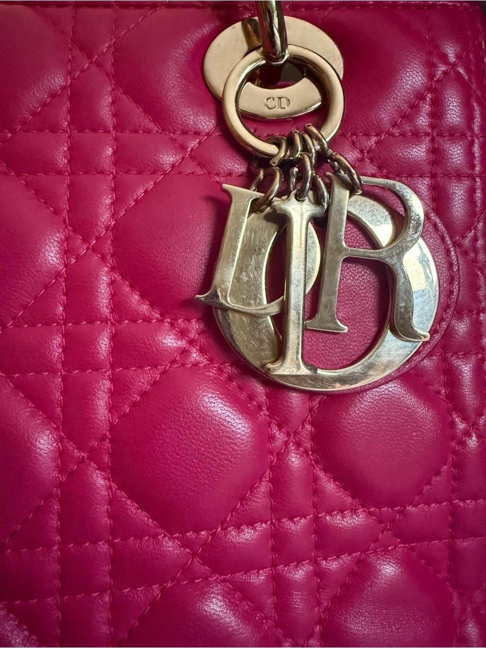 Dior Fuchsia Lady Dior Quilted Top-Handle Satchel - Picture 7 of 11